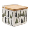 Holiday Ceramic Pine Tree Canister with Wooden Lid