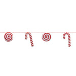 Melrose Fabric Peppermint Candy Cane String Garland (Set of 2)