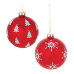 Melrose Frosted Snowflake and Pine Tree Ball Ornament (Set of 6)