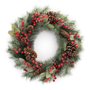 Melrose Icy Pine Cone Berry Wreath 24