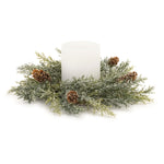 Melrose Icy Pine Cone Candle Ring (Set of 2)