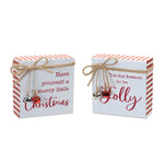 Melrose Metal Christmas Sentiment Sign with Bell Accents (Set of 2)