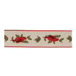 Melrose Embroidered Winter Cardinal Ribbon 4" x 5 yds.