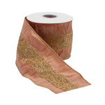 Christmas Wired Polyester Ribbon – Orange Shimmer 0.25" 4" x 5 Yard Set of 2 by Melrose