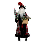 Melrose Plaid Santa with Frosted Pine Accents 26.5"H