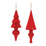 Melrose Wood Pine Tree Finial Ornament (Set of 12)