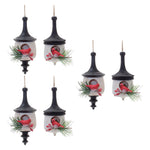 Wood Finial Birdhouse Cardinal Christmas Ornament Set of 6 4.75–5.5 Inch by Melrose