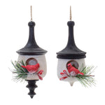 Melrose Wood Finial Birdhouse with Cardinal Ornament (Set of 6)