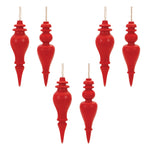 Red Wood Finial Christmas Tree Ornament Set of 6 6 Inch Oak Wood by Melrose