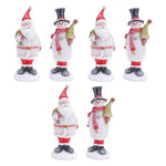 Glittered Santa and Snowman Christmas Tabletop Figurine Set of 6 6.5 Inch Resin by Melrose