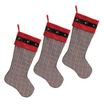 Christmas Cotton Plaid Stockings – Red and Black 23" Height Set of 3 by Melrose