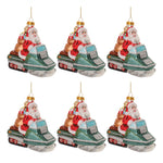 Santa on Snowmobile Glass Christmas Ornament Set of 6 Holiday Tree Decor by Melrose