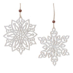 Christmas Hanging Ornaments Wooden Snowflakes With Rope – Set of 24 by Melrose