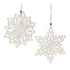 Christmas Holiday Snowflake Ornaments – White Wood – 9" H (Set of 24)
