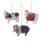 Melrose Glittered Holiday Farm Animal Ornament (Set of 12)