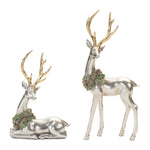 Melrose Modern Holiday Deer with Wreath Accent (Set of 2)