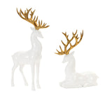 Melrose Modern Holiday Deer with Gold Antler Accent (Set of 2)