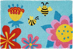 Jellybean Flowers, Bees & Ladybug Washable Doormat – 20"x30" Indoor/Outdoor, Bright Garden Accent Mat for Entryway or Porch