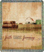 Country-Inspired Faith Family Farming Throw – 50x60 inch Cotton Woven by Manual Woodworkers