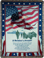 Manual Woodworkers and Weavers A Soldier’s Prayer Tapestry Throw – 50" x 60" Patriotic Woven Blanket with Inspirational Military Tribute