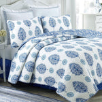 Sanatoga Floral Reversible Cotton 3-Piece Queen Quilt Bedding Set – Floral Design By Cozy Line Home Fashions
