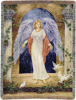 Faith and Protection Tapestry Throw – Guardian Angel Cotton 51x68 inch by Manual Woodworkers