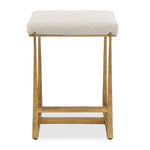 Uttermost  Midas Gold Counter Stool, 18.5"x26"x15.5", Driftwood Polyester Blend Seat, Antique Gold Iron Legs, Modern Luxury