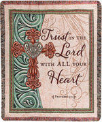 Cotton Tapestry Throw Trust in the Lord – 50x60 inch by Manual Woodworkers