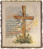 Cross Woven Tapestry Throw 50x60 Inch – Spiritual Home Decor Accent by Manual Woodworkers