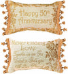Reversible Golden 50th Anniversary Throw Pillow – 12.5" x 8.5"