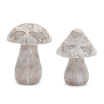 Mushroom Figurine Decor Set of 2 Polyresin 6 Inch and 6.5 Inch Rustic Accent by Melrose