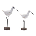 Melrose Carved Wood Sea Bird with Metal Stand (Set of 2)