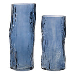 Decorative Glass Vase Set of 2 Blue 9.5 Inch Height Coastal Tabletop Accent By Melrose