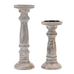 Melrose Washed Mango Wood Candle Holder (Set of 2)