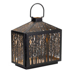Metal Forest Lantern – Black Gold Finish – 12"H Rustic Home Accent By Melrose