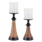 Melrose Tapered Wood and Metal Candle Holder (Set of 2)