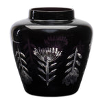 Etched Glass Urn Vase – Black Soda Lime Glass – 6.5"H Tabletop Accent By Melrose