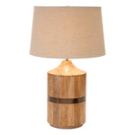 Wood Table Lamp – Brown Wood Base with Linen Shade – 22.5"H By Melrose