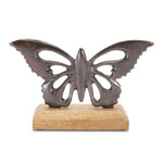 Melrose Metal Butterfly on Wood Base (Set of 2)