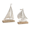 Melrose Metal Sailboat on Wood Base (Set of 2)