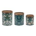 Decorative Canisters William Morris Pattern Iron and Wood – Set of 3 by Melrose