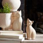 Cat Decorative Figurine Set of 2 Beige Ceramic 8 Inch Minimal Table Decor by Melrose