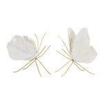 Leaf Butterfly Shelf Sitters White and Gold Resin Decor – Set of 2 by Melrose
