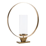 Melrose Modern Metal Ring Candle Holder with Glass Hurricane 19.5