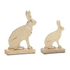 Melrose Modern Metal Bunny with Wood Base (Set of 2)