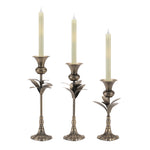 Melrose Metal Leaf Stem Taper Candle Holder (Set of 3)