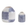Vase Set – White & Blue Ceramic – 4 & 6.5 Inch Tabletop Accent Vases, Set of 2 – By Melrose