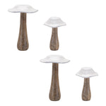 Mushroom Tabletop Decor Set of 4 Wood White and Brown Rustic Accent by Melrose