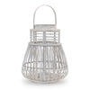 Woven Home Lantern – White Rattan and MDF – 14.75" Height Tabletop Accent – By Melrose