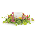 Pansy Floral Candle Ring 20"D – Fits 6" Pillar Candle by Melrose